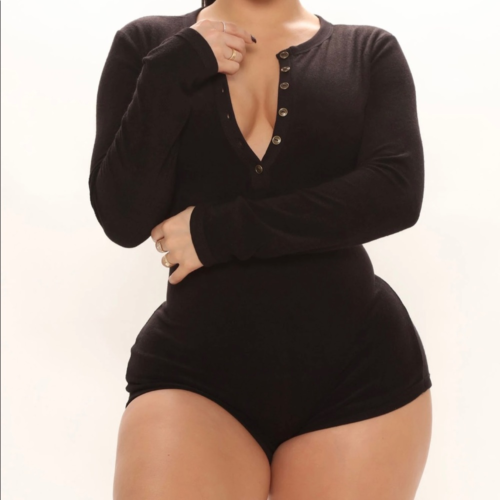 FashionNova Black Long Sleeve Romper